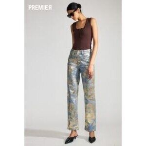 Kancan Premier Nerissa High Rise Straight Gold Jeans - Sz 7/27 - NWT